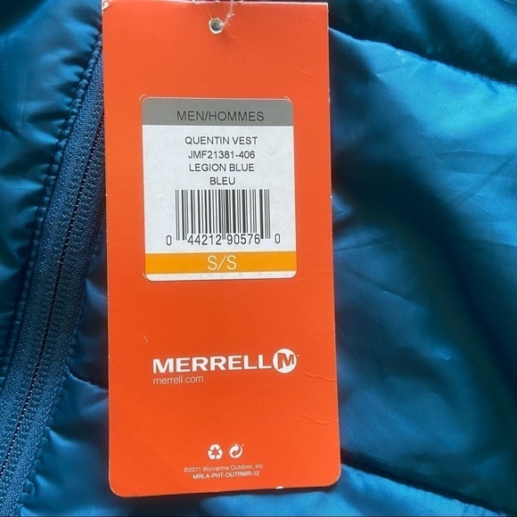 Merrell Men’s Small Quentin Vest Legion Blue Full Zip Travel Packable NEW Poly - Picture 6 of 13